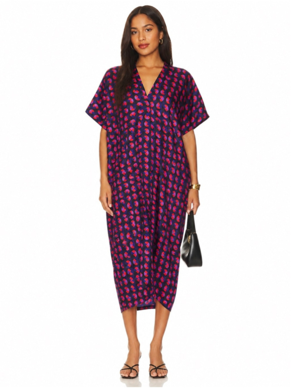 Zara Geometric Print Midi Caftan Dress Size Medium